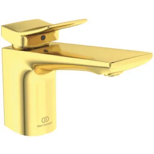 Waschischarmatur Conca Ausladung 140mm mit Ablaufgarnitur Brushed Gold Waschischarmatur Conca Ausladung 140mm mit Ablaufgarnitur Brushed Gold