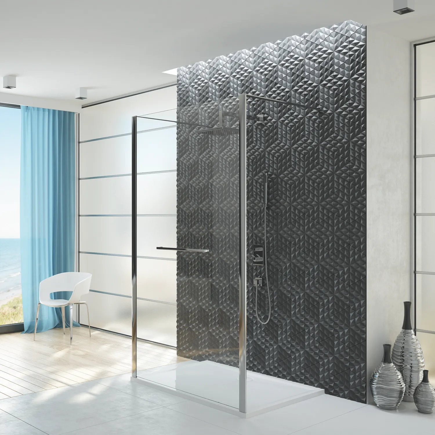 Hoesch Vorwand-Duschabtrennung Walk-In „Muna“ 120 × 210 cm