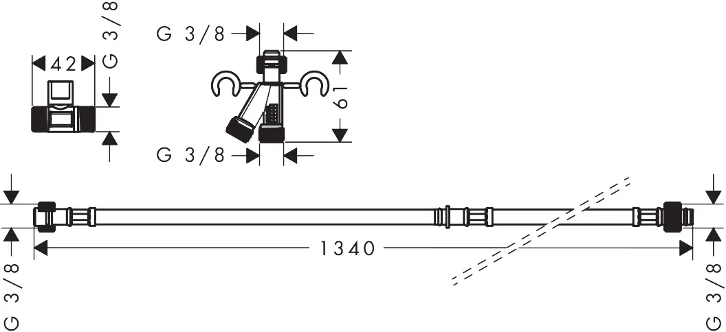 Hansgrohe Wasseranschluss Set für Dusch-WC, G 3/8, inkl. Y-Stück und Befestigungsmaterial