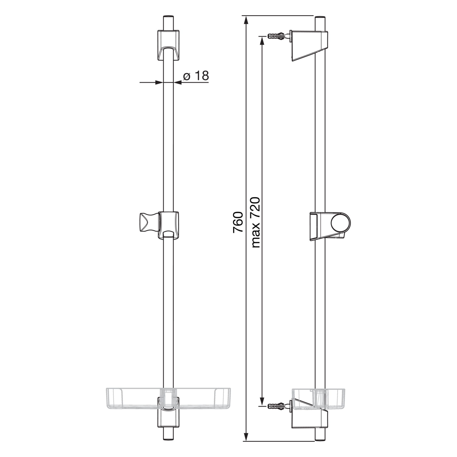 Hansa Brause-/ Gleitstange „Basicjet“ in Chrom
