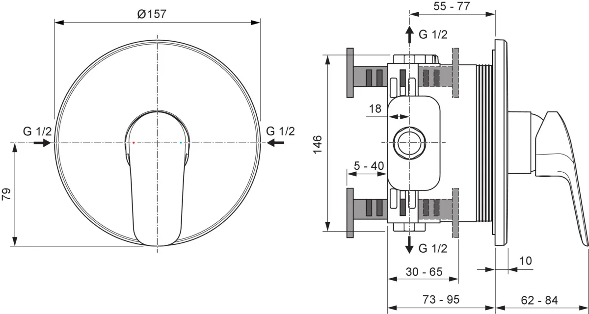 Ideal Standard Brausearmatur Ceraflex 2027 Unterputz Rosette 163x163mm Chrom Ideal Standard Brausearmatur Ceraflex 2027 Unterputz Rosette 163x163mm Chrom