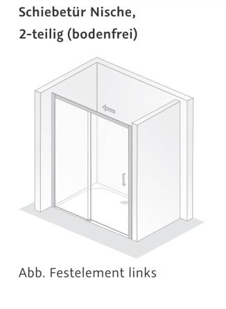 Solida Schiebetür Nische, 2-teilig (bodenfrei) zur Seitenwand (Tür) Solida Schiebetür Nische, 2-teilig (bodenfrei) zur Seitenwand (Tür)