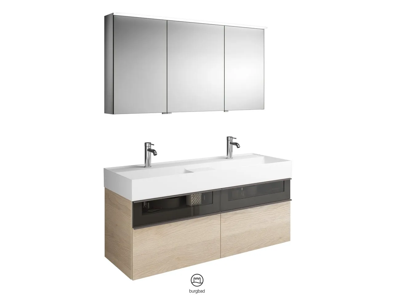 burgbad Badmöbelset „Yumo“ in Eiche Dekor Silber burgbad Badmöbelset „Yumo“ in Eiche Dekor Silber