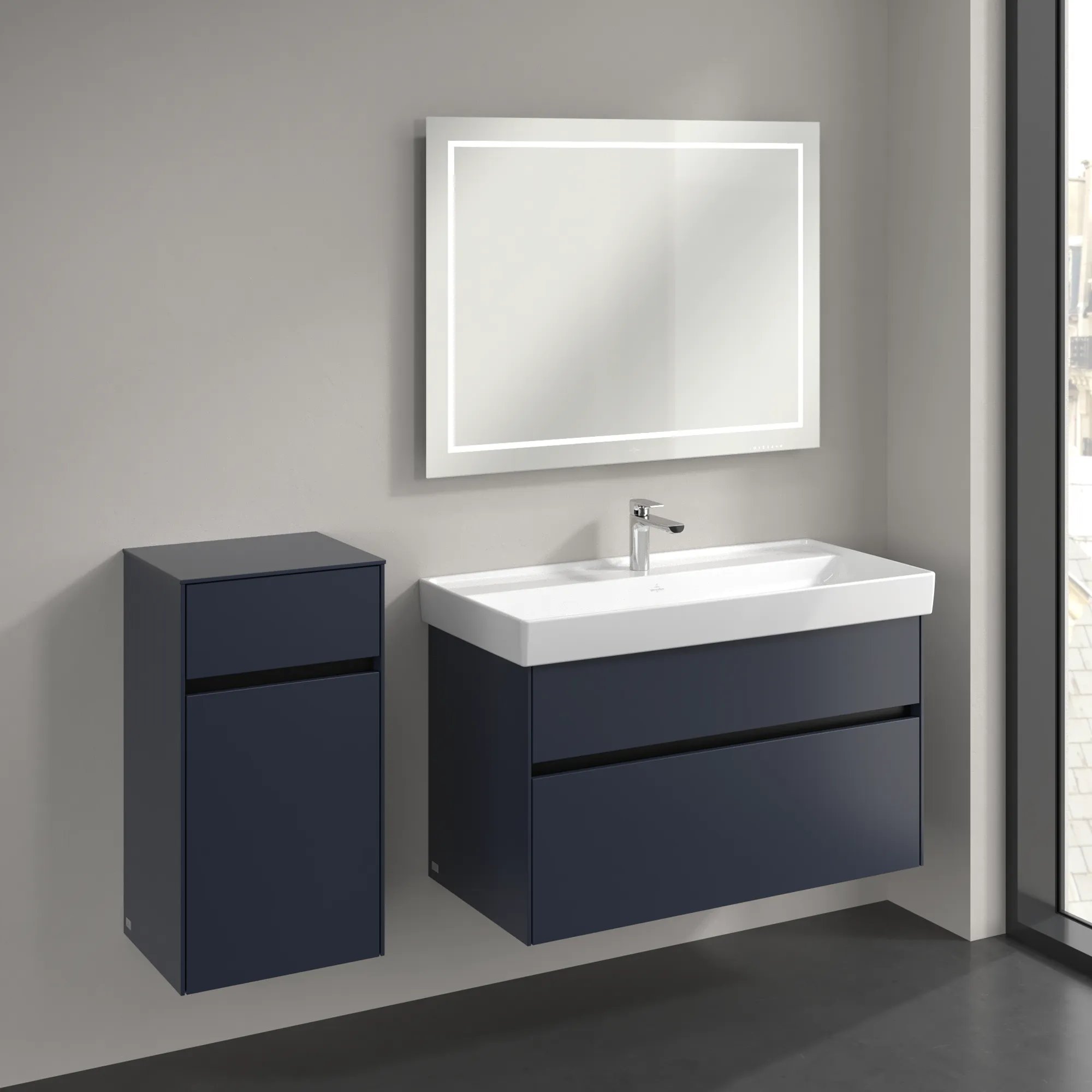 Villeroy & Boch Seitenschrank „Collaro“ 1 Tür, 1 Auszug / Schublade 40,4 × 74,8 × 34,9 cm 1 Tür, Anschlag (Scharnier) links, 1 Auszug / Schublade Villeroy & Boch Seitenschrank „Collaro“ 1 Tür, 1 Auszug / Schublade 40,4 × 74,8 × 34,9 cm 1 Tür, Anschlag (Scharnier) links, 1 Auszug / Schublade