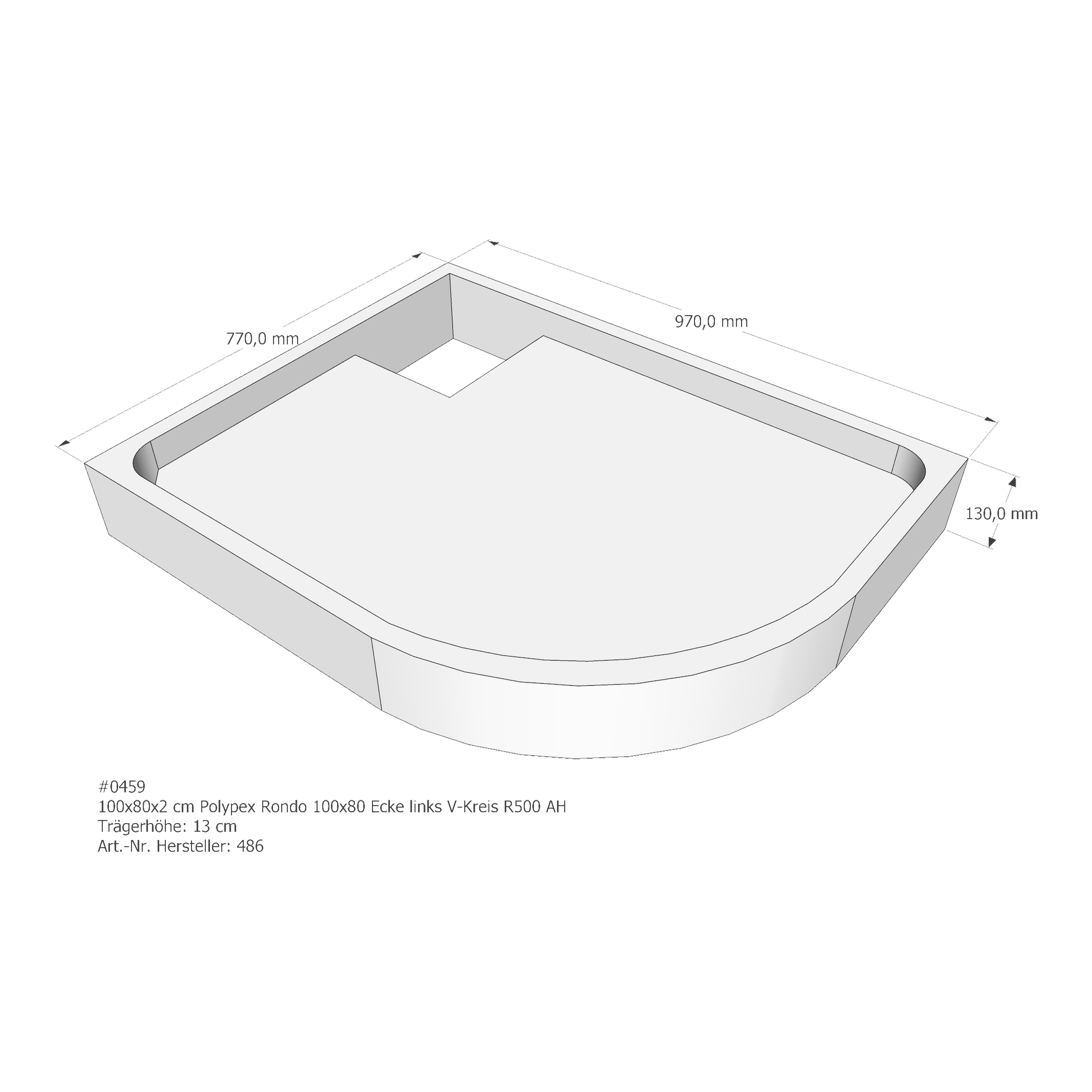 Duschwannenträger für Polypex Rondo 100x80 links 100 × 80 × 2 cm