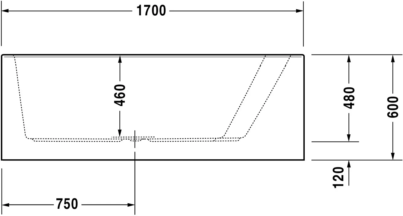 Duravit Badewanne „Paiova“ vorwand sonderform 170 × 100 cm, rechts