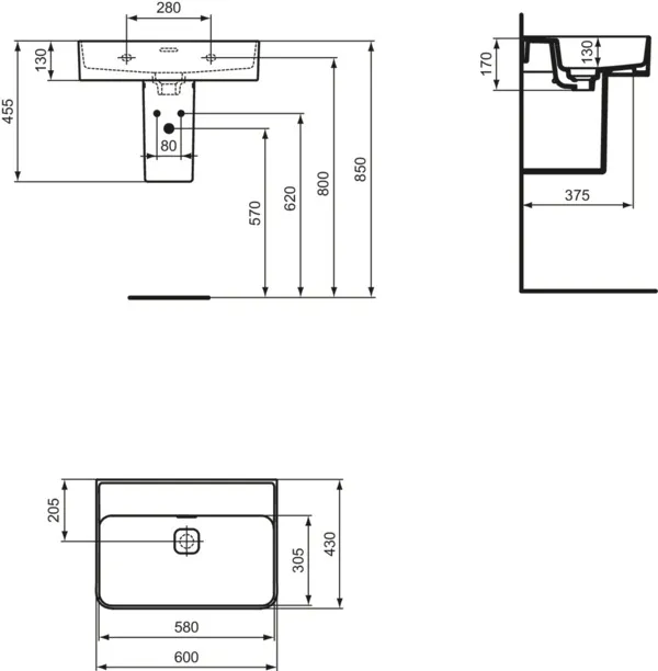 Waschbecken „StradaII“ 60 × 43 × 17 cm Waschbecken „StradaII“ 60 × 43 × 17 cm