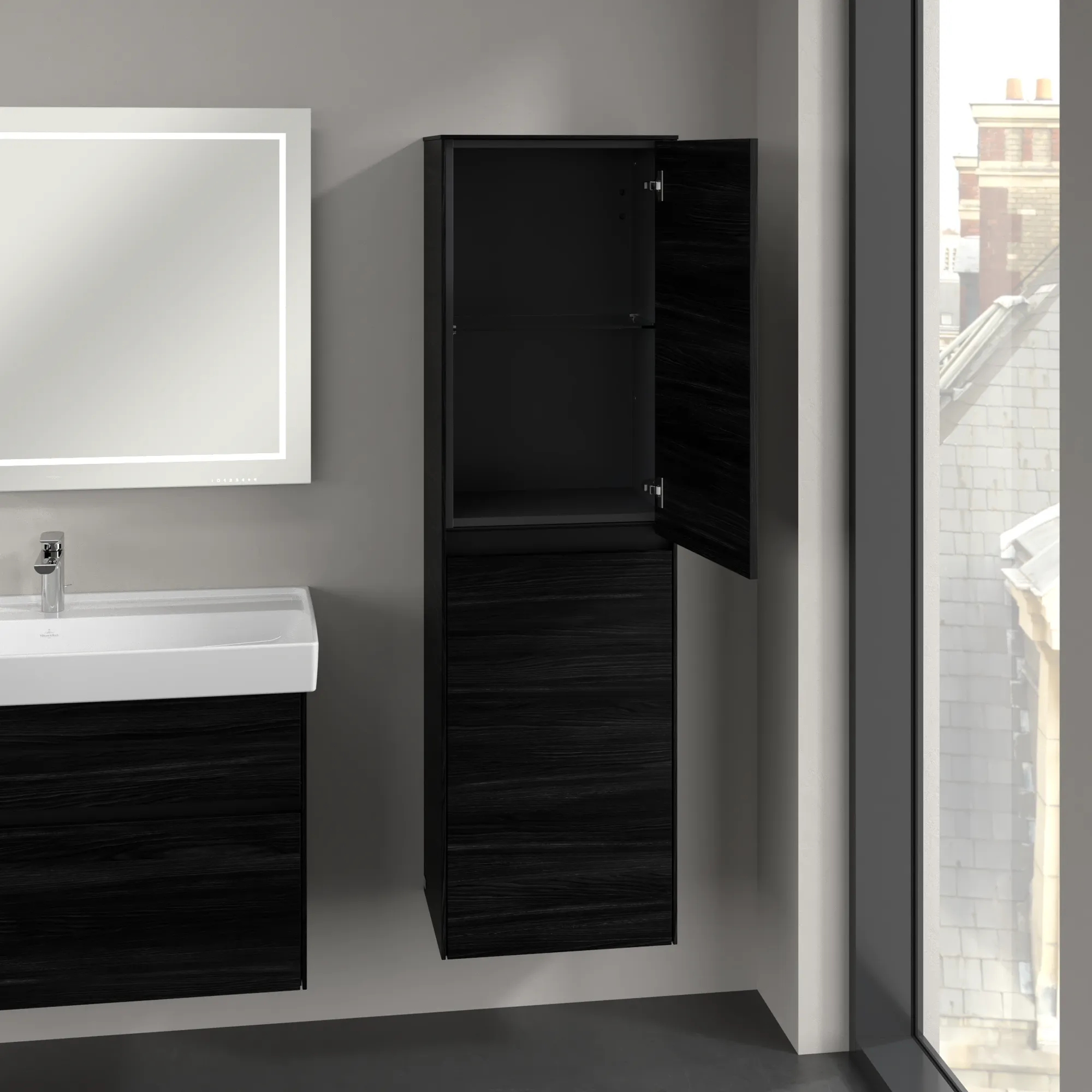 Villeroy & Boch Hochschrank mit Wäschekorb „Collaro“ 45,4 × 153,8 × 34,9 cm ohne Beleuchtung, Anschlag rechts, 1 Tür Villeroy & Boch Hochschrank mit Wäschekorb „Collaro“ 45,4 × 153,8 × 34,9 cm ohne Beleuchtung, Anschlag rechts, 1 Tür