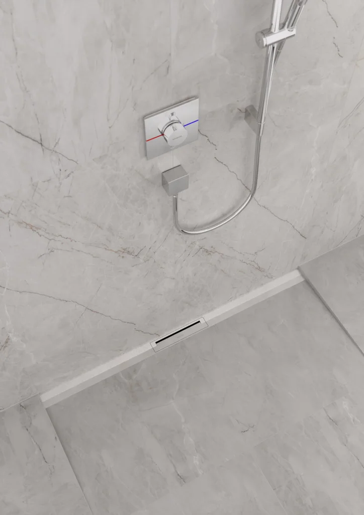 Hansgrohe RainDrain Flex Duschrinne 700 mm, zweiseitig montierbar, höhenverstellbar um 10 mm, Edelstahl V2A (1.4301), bis zu 60 l/min Ablaufleistung