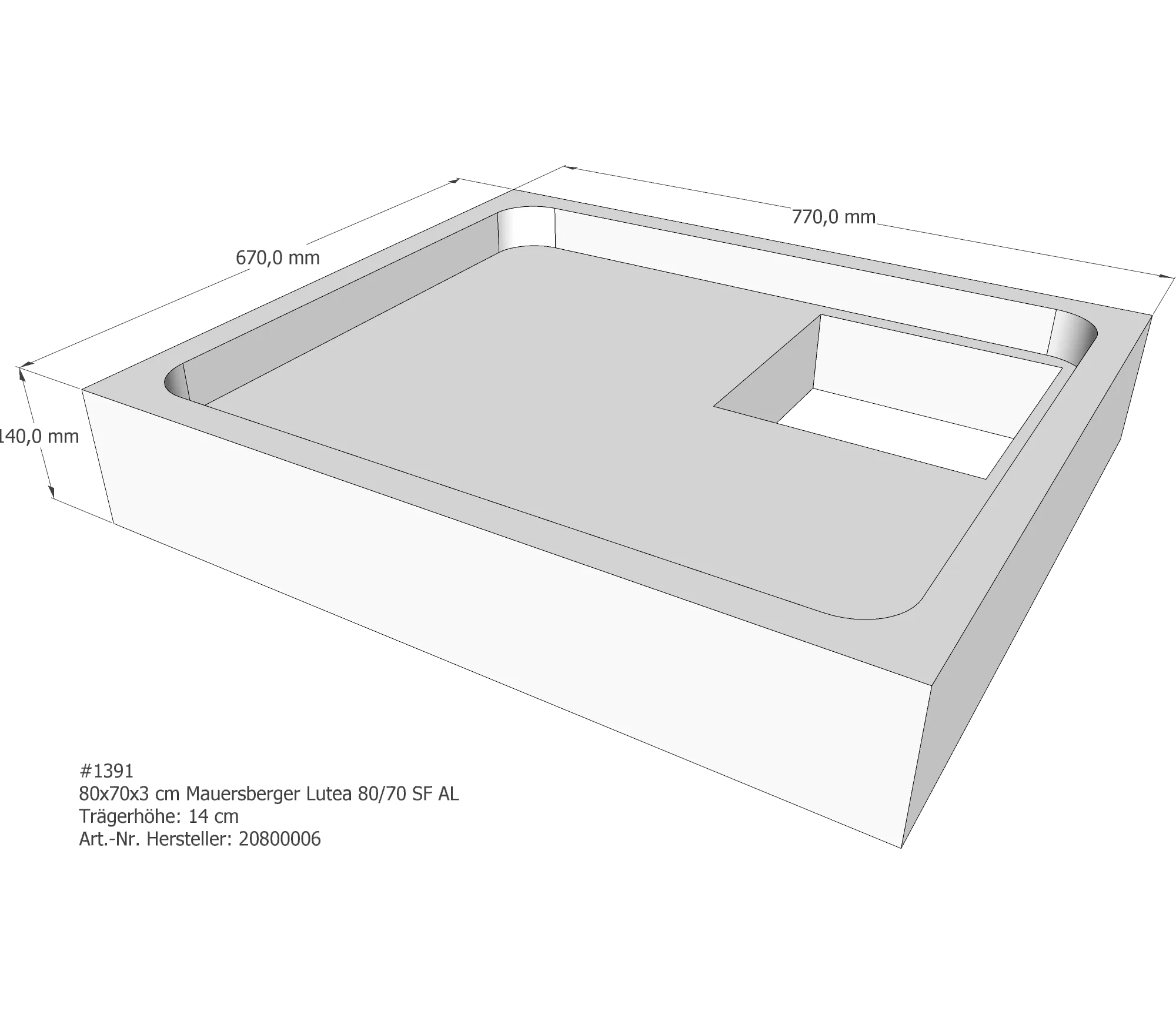 Duschwannenträger für Mauersberger Lutea 80/70 SF 80 × 70 × 3 cm Duschwannenträger für Mauersberger Lutea 80/70 SF 80 × 70 × 3 cm