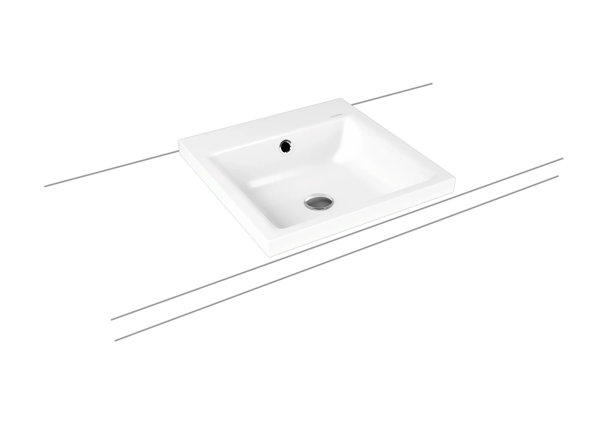 Aufsatzwaschtisch „Puro“ 46 × 46 cm, mit Überlauf in cool grey 90 mit Perl-Effekt
