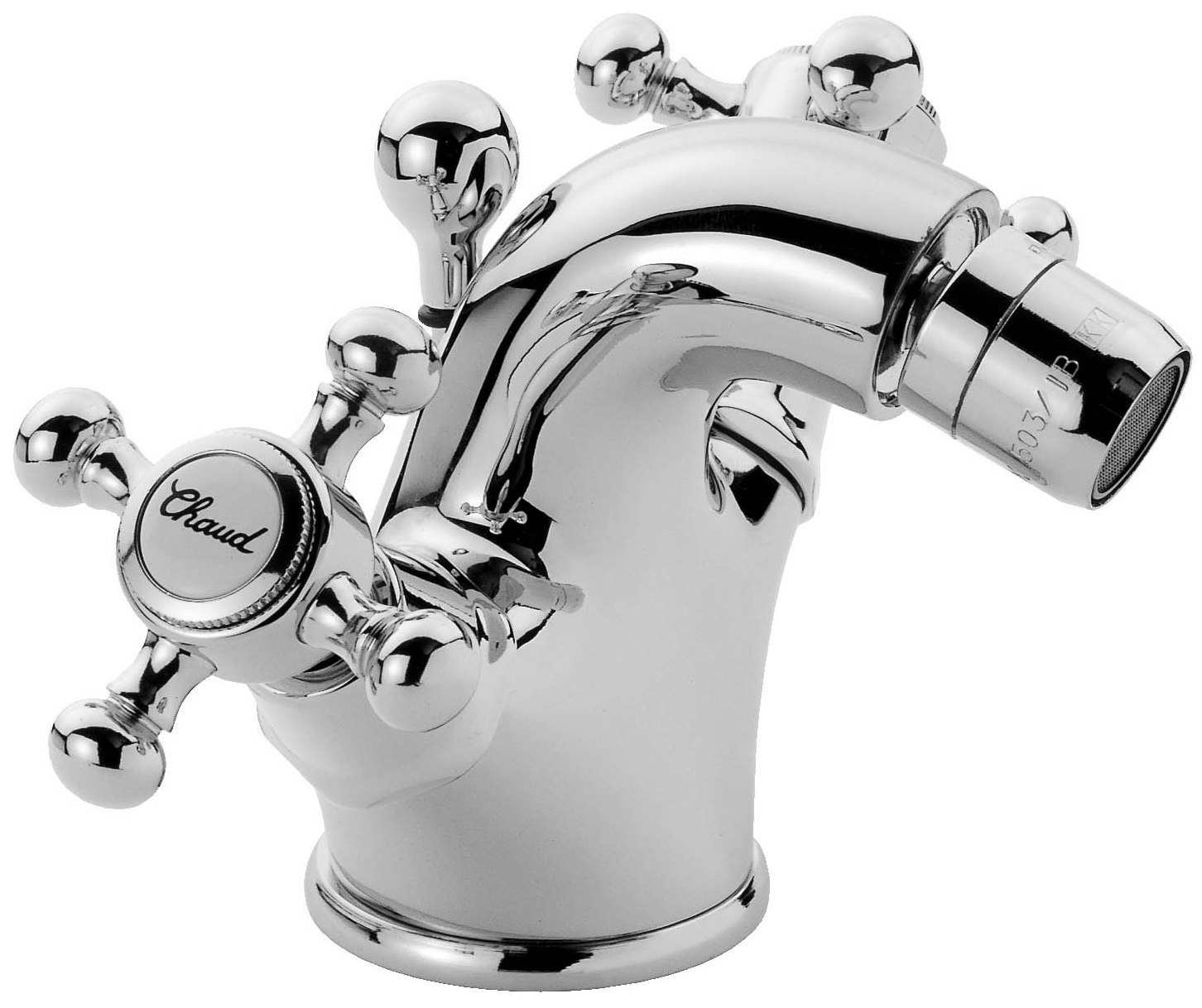 Bidet-Einlochbatterie AqvaRetro I - 1" 1/4 Zugstangen-Ablaufgarnitur - keramische Innenoberteile 90° - flexible Druckschläuche 3/8", DVGW W270 - chrom Bidet-Einlochbatterie AqvaRetro I - 1" 1/4 Zugstangen-Ablaufgarnitur - keramische Innenoberteile 90° - flexible Druckschläuche 3/8", DVGW W270 - chrom