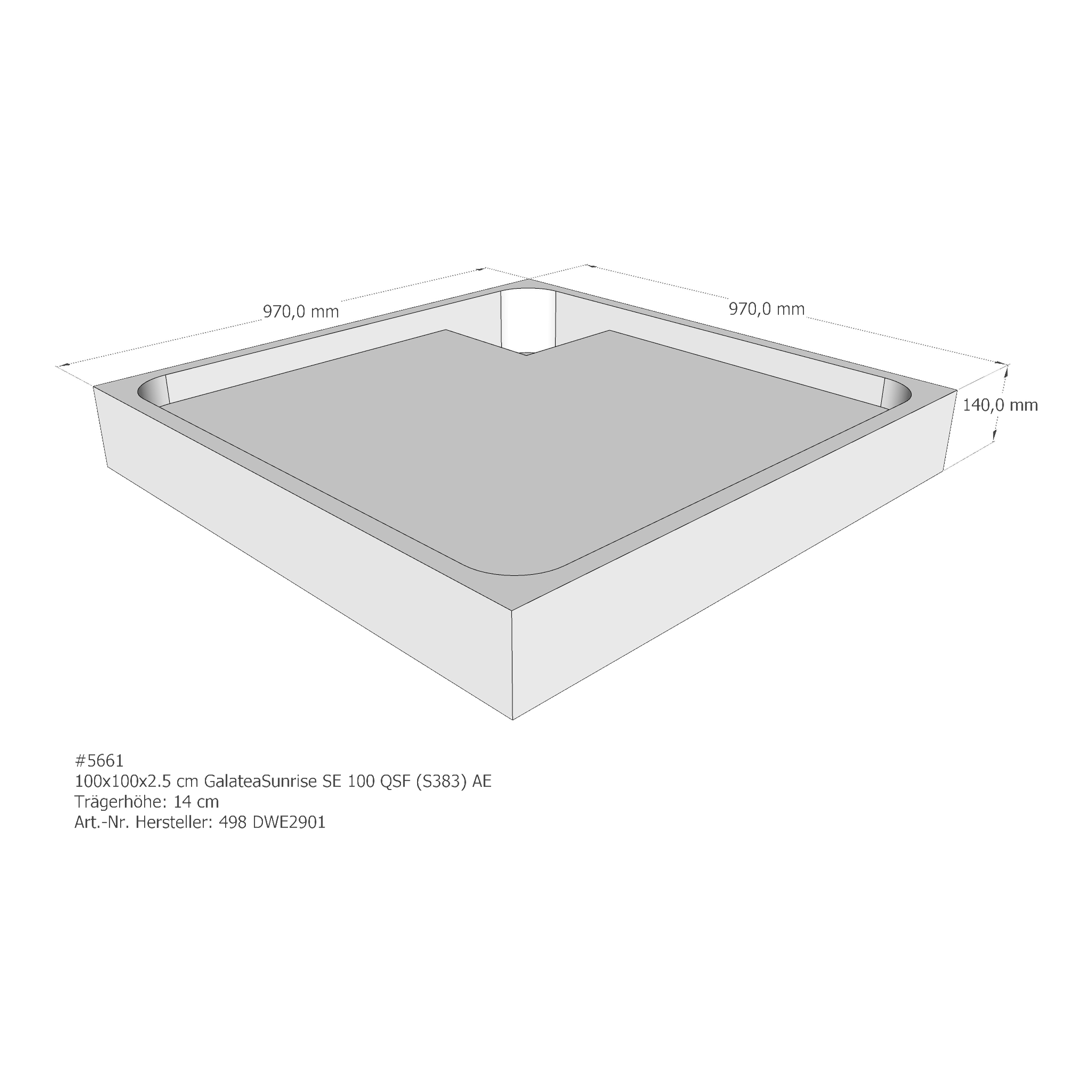 Duschwannenträger für Galatea~Sunrise SE 100 QSF 100 × 100 × 2,5 cm