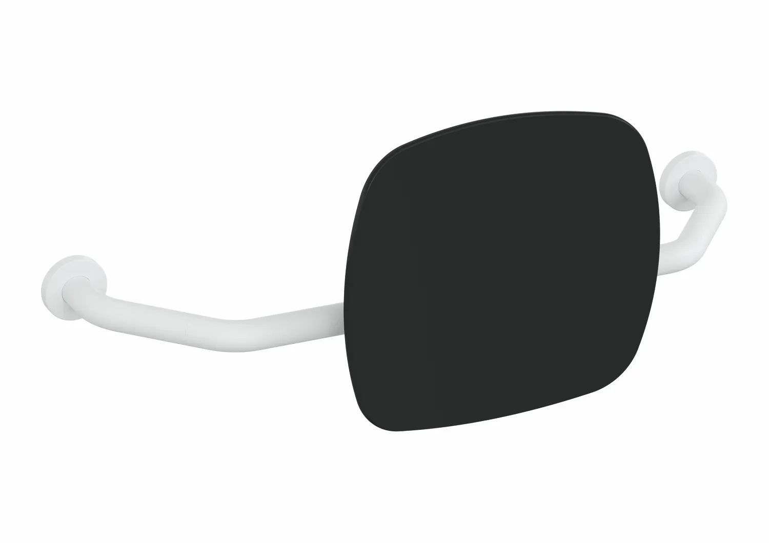 HEWI Rückenstütze Serie 801, Polyamid, matt, Lehne Kunststoff, HEWI Farbe 90 (Tiefschwarz), Breite 650-750 mm, Tiefe 230 mm, Höhe 334 mm,