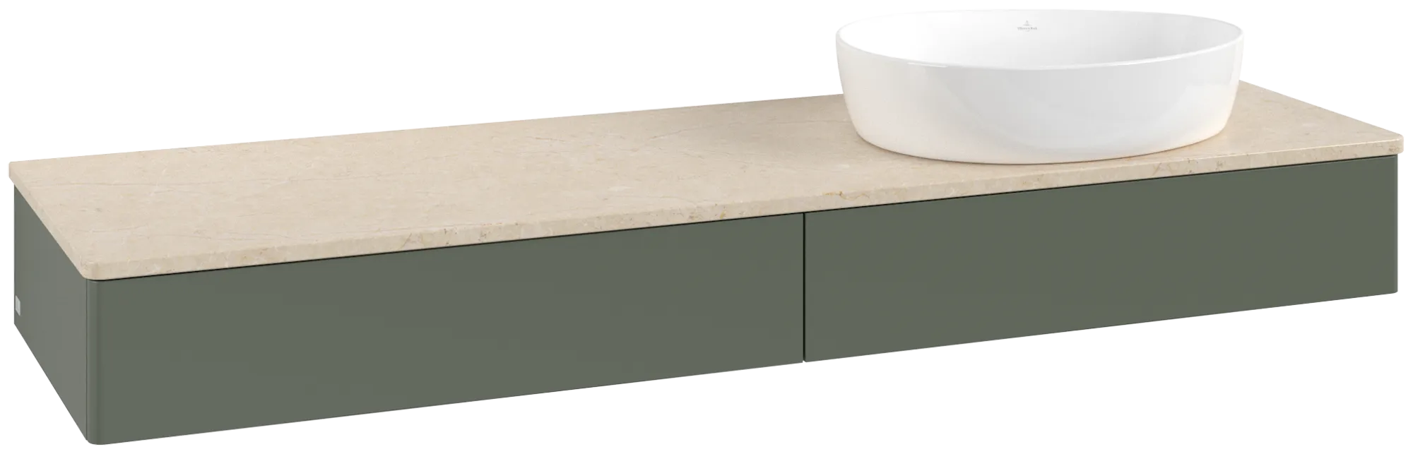 Villeroy & Boch Antao Waschbeckenunterschrank K16_1, 1600x190x500mm, Leaf Green Matt Lacquer / Botticino