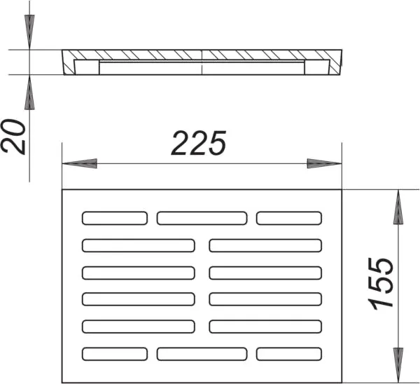 Rost zu Kellerablauf 71, Guss, 225 x 155 mm