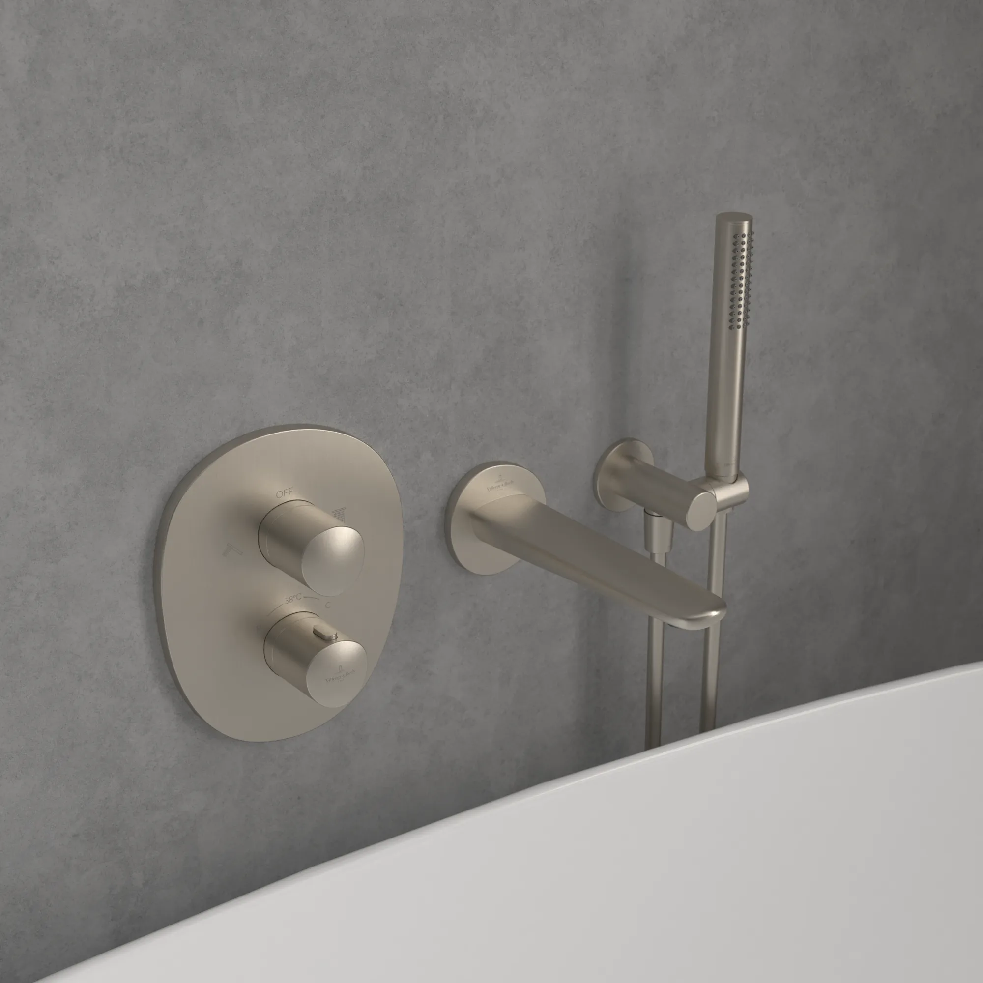 Villeroy & Boch Antao Unterputz-Thermostat, Brushed Nickel Matt, 184 x 221 x 64 mm, Thermostatfunktion Villeroy & Boch Antao Unterputz-Thermostat, Brushed Nickel Matt, 184 x 221 x 64 mm, Thermostatfunktion