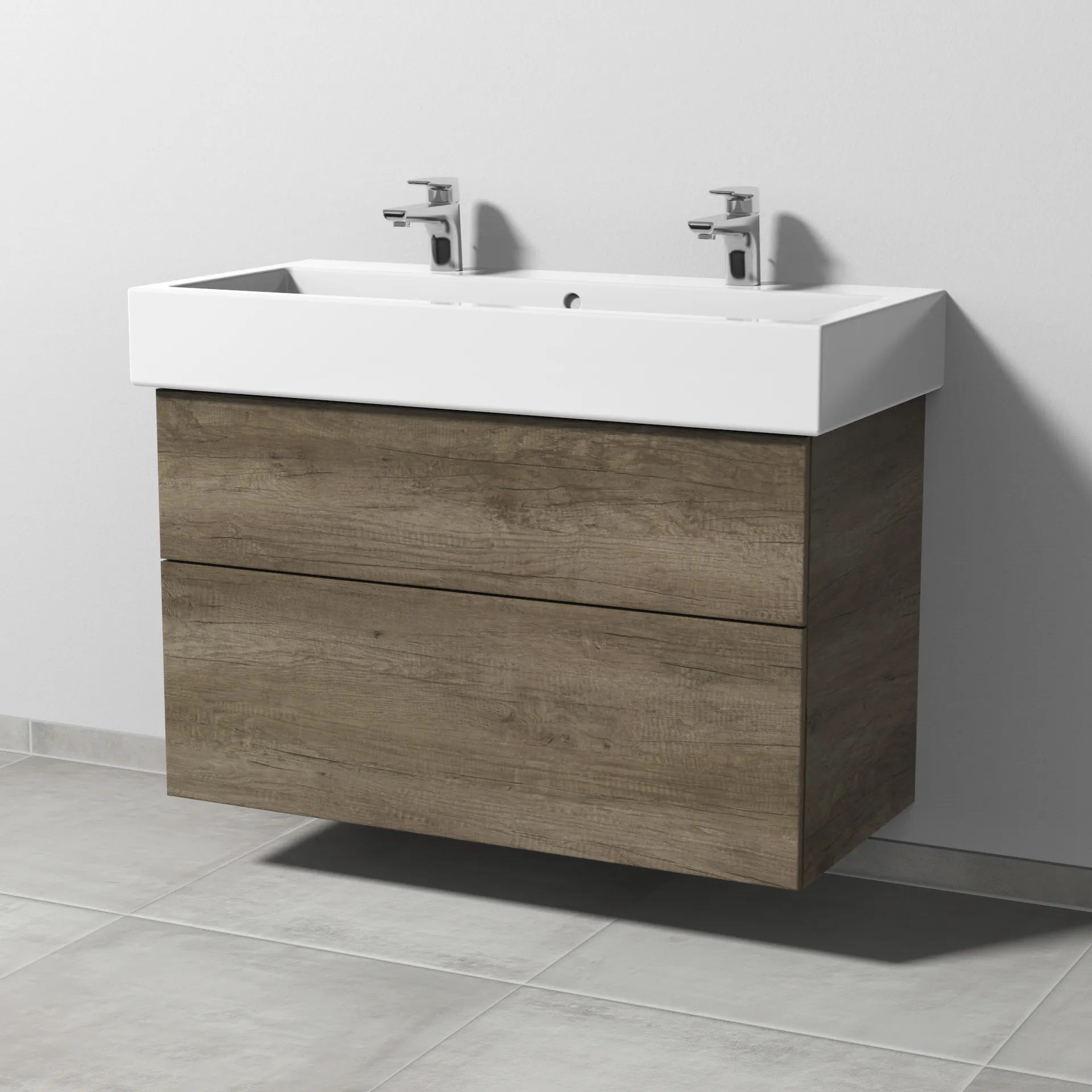 Sanipa Waschtischunterschrank „3way“ passend zu Keramik-Waschtische Vero von Duravit 950 × 593 × 447 mm in Eiche Nebraska