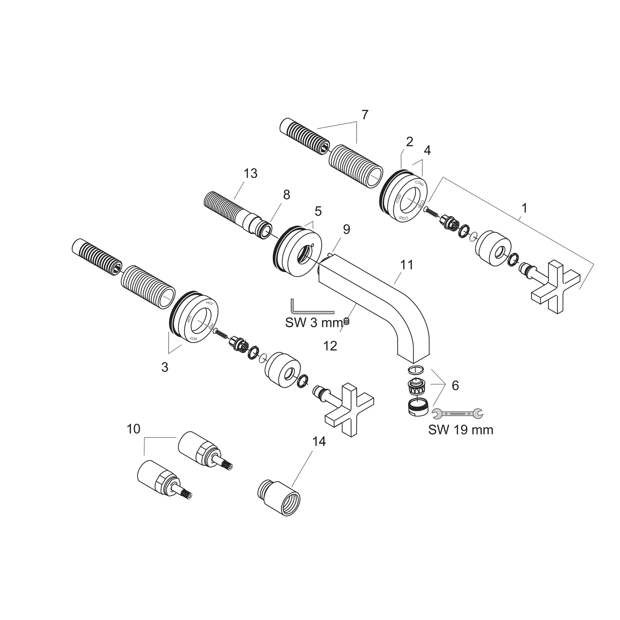Hansgrohe AXOR Citterio 3-Loch Waschtischarmatur Unterputz, Chrom Hansgrohe AXOR Citterio 3-Loch Waschtischarmatur Unterputz, Chrom