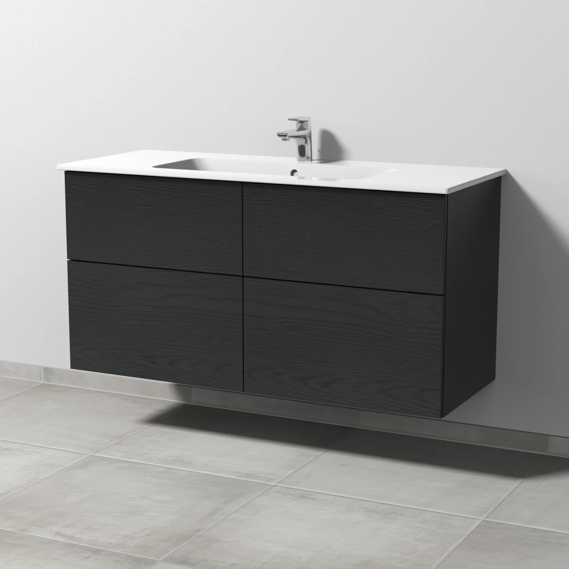 Sanipa Waschtischunterschrank „3way“ passend zu Keramik-Waschtische ME by Starck von Duravit 1200 × 613 × 467 mm in Black Oak