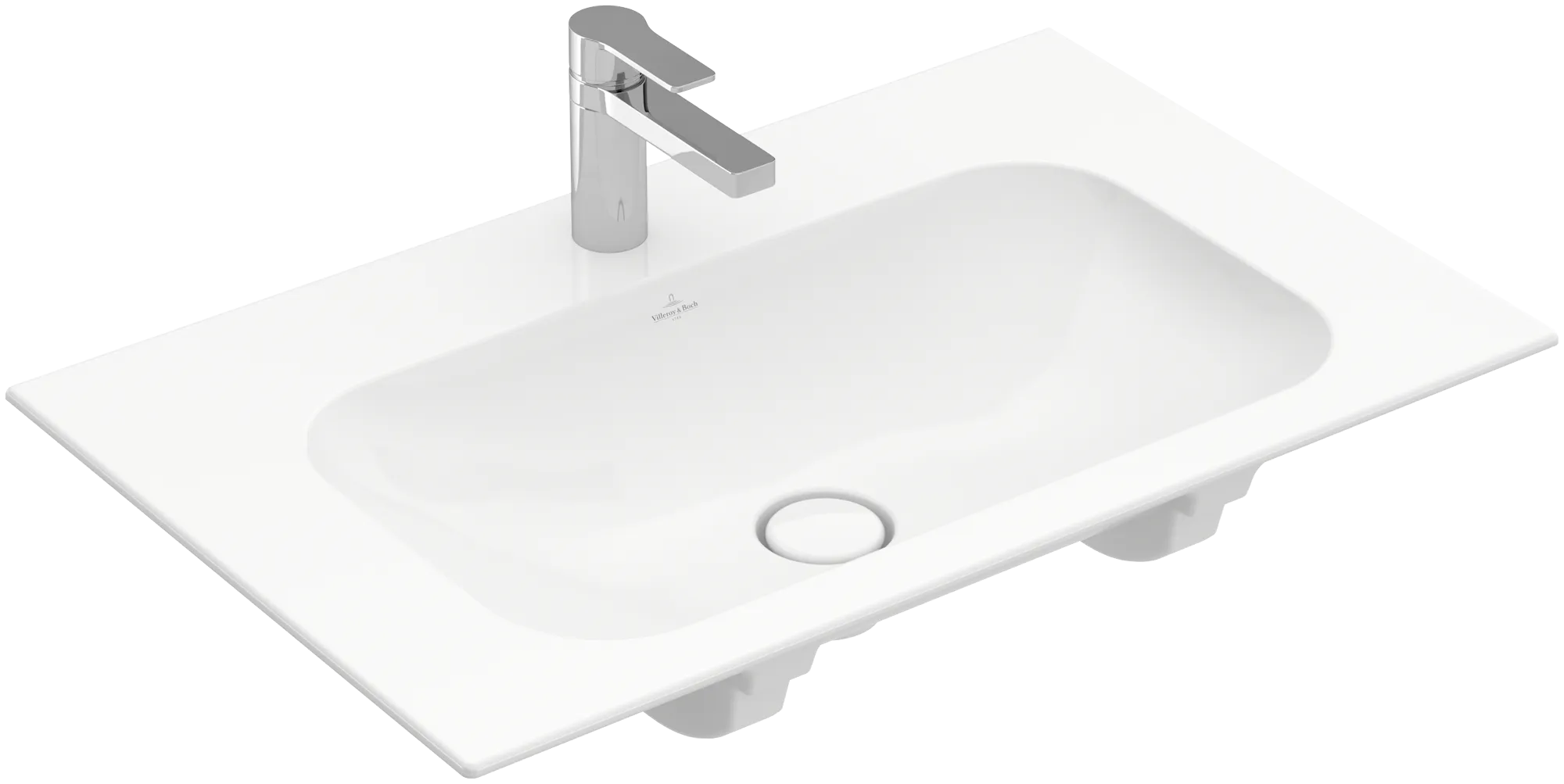 Villeroy & Boch Schrankwaschtisch aus TitanCeram „Finion“ 800 × 500 × 160 mm, mit Hahnlochbohrung, Hahnlochposition mittig in Weiß Alpin, mit CeramicPlus Villeroy & Boch Schrankwaschtisch aus TitanCeram „Finion“ 800 × 500 × 160 mm, mit Hahnlochbohrung, Hahnlochposition mittig in Weiß Alpin, mit CeramicPlus