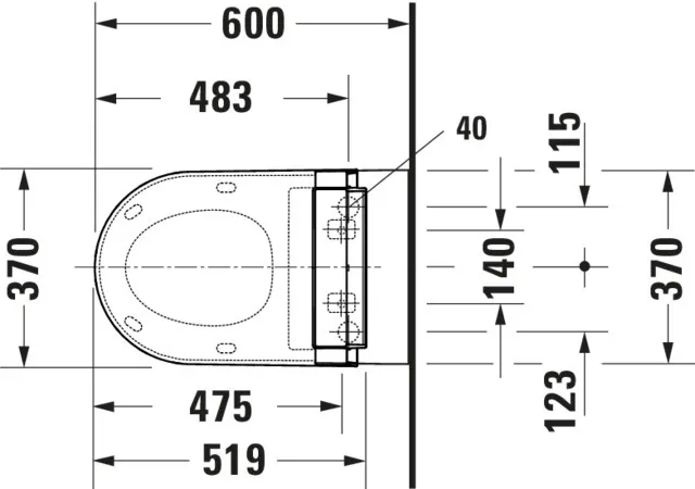 Stand-Tiefspül-WC back to wall „ME by Starck“ 37 × 40 × 60 cm, Abgang waagerecht Stand-Tiefspül-WC back to wall „ME by Starck“ 37 × 40 × 60 cm, Abgang waagerecht