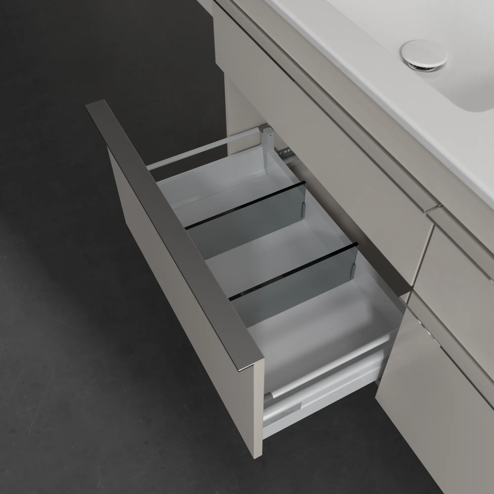 Villeroy & Boch Waschtischunterschrank „Venticello“ für Schrank-Doppelwaschtisch 1253 × 590 × 502 mm Cashmere Grey, für links und rechts Villeroy & Boch Waschtischunterschrank „Venticello“ für Schrank-Doppelwaschtisch 1253 × 590 × 502 mm Cashmere Grey, für links und rechts