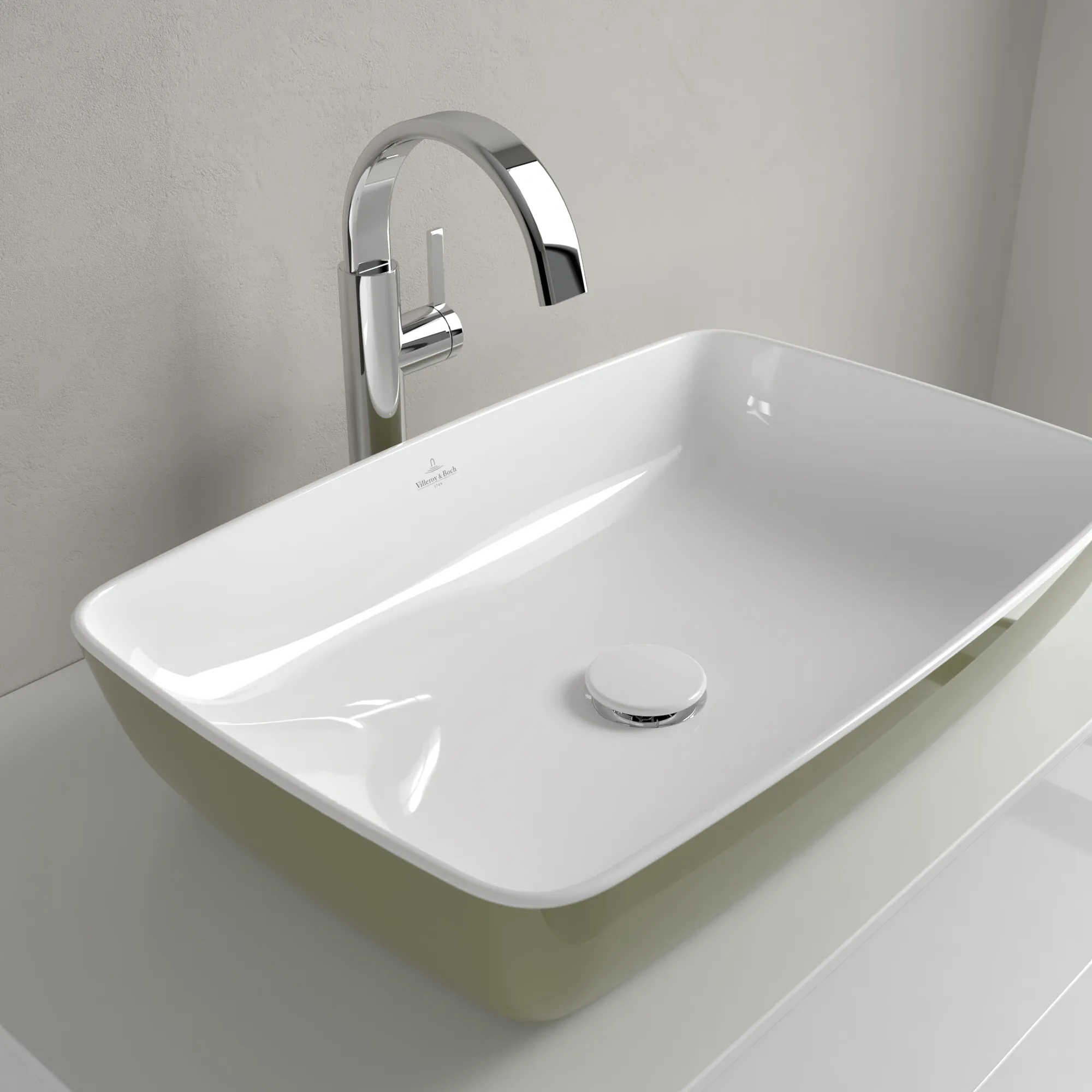 Villeroy & Boch Aufsatzwaschtisch aus TitanCeram „Artis“ 580 × 385 × 130 mm in Sage Green Villeroy & Boch Aufsatzwaschtisch aus TitanCeram „Artis“ 580 × 385 × 130 mm in Sage Green