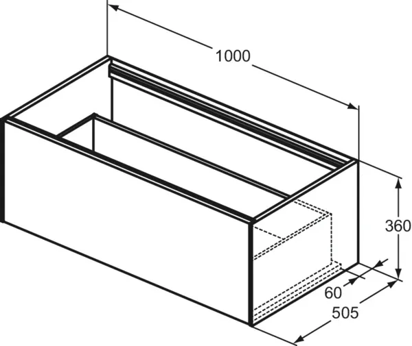 Ideal Standard Waschtischunterschrank Conca, 1 Auszug, ohne Platte, 1000x505x360mm, Weiß Ideal Standard Waschtischunterschrank Conca, 1 Auszug, ohne Platte, 1000x505x360mm, Weiß