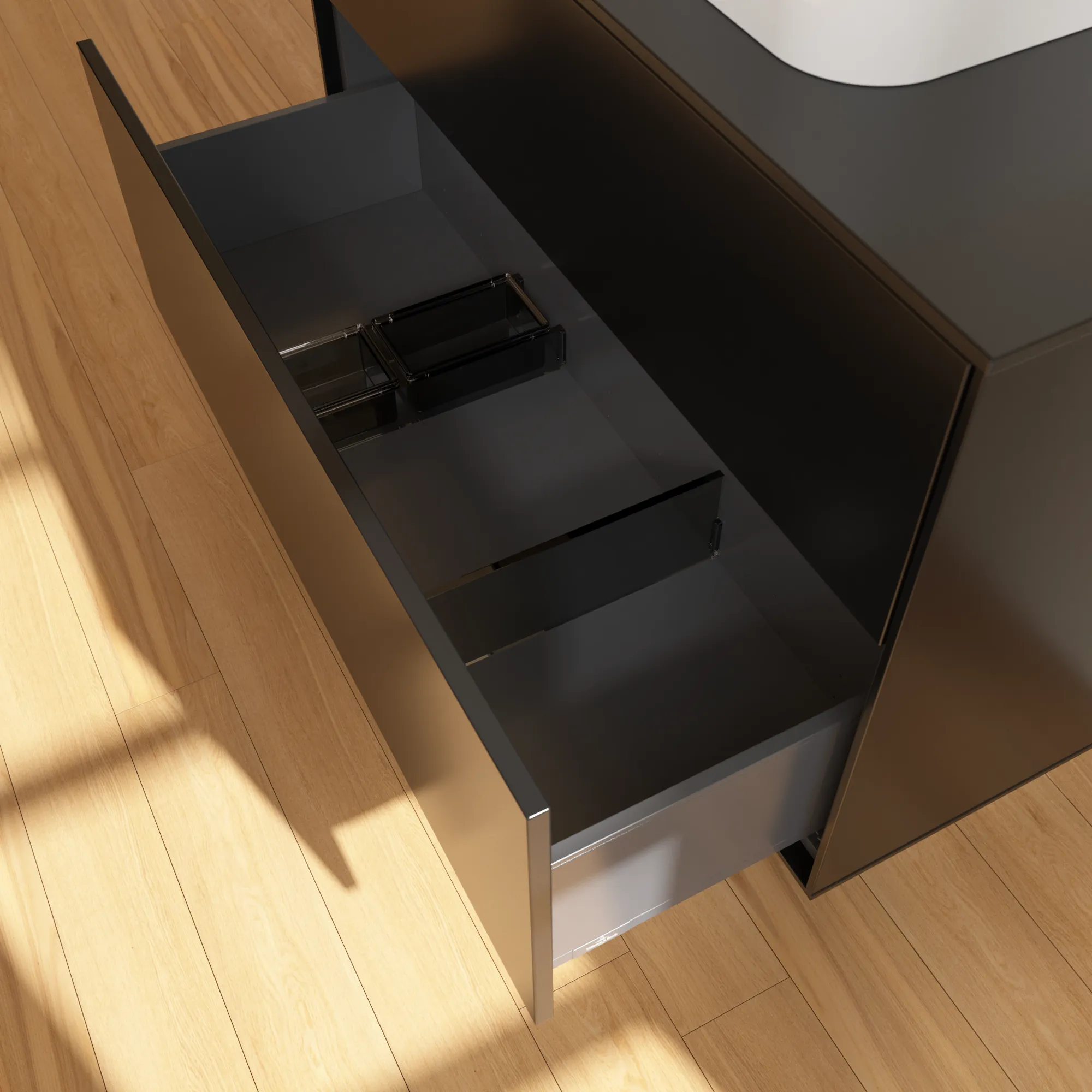 Villeroy & Boch Waschbeckenunterschrank Finion F35, 1000x603x501 mm, Black Matt Lacquer, mit SoftClosing und Push-to-open Funktion
