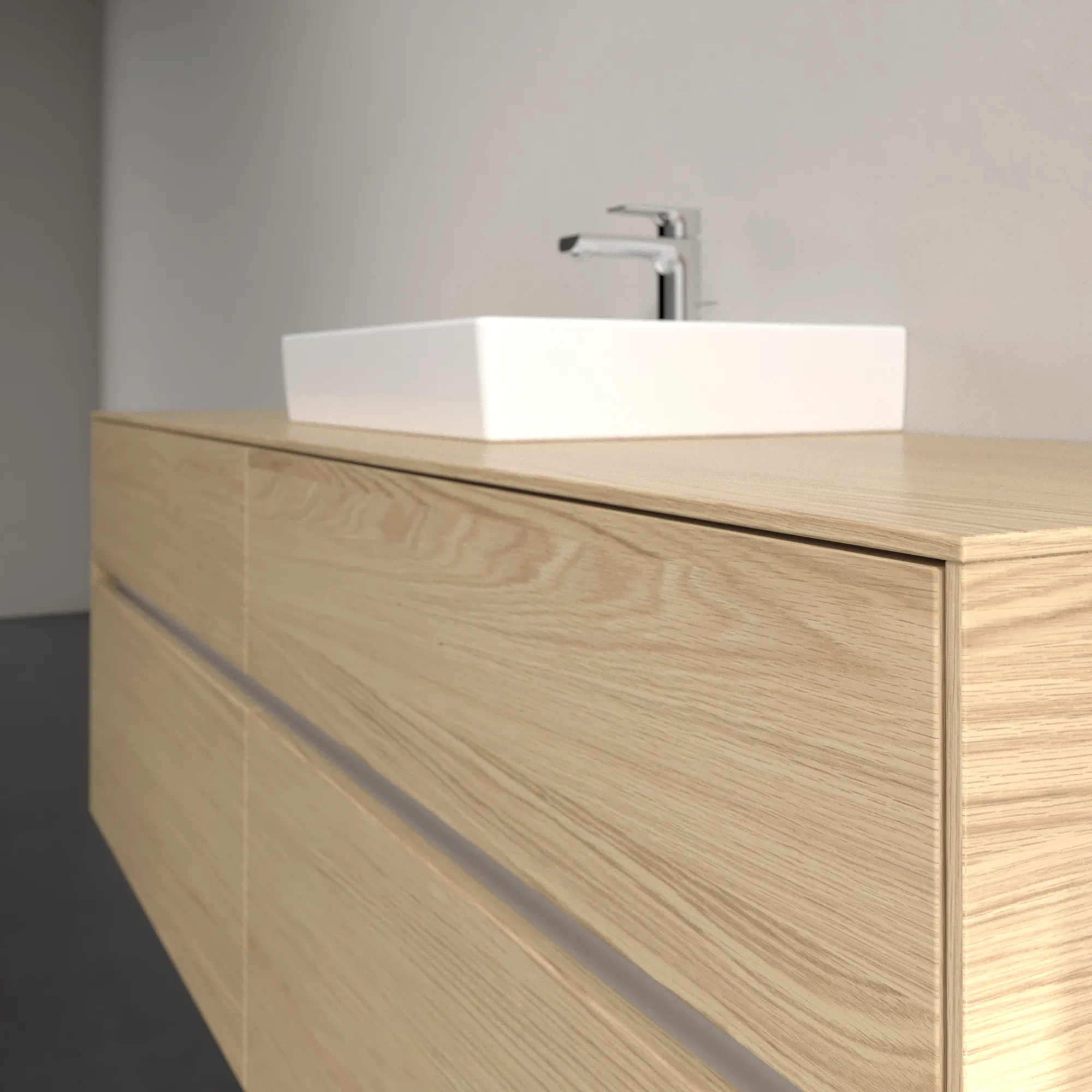 Villeroy & Boch Waschtischunterschrank „Collaro“ 1600 × 548 × 500 mm Nordic Oak, mit Beleuchtung, für Becken mittig