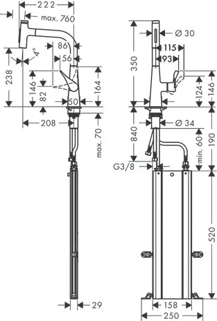 Spültischmischer 240 Metris Select M71 Ausziehbrause 2jet sBox chrom Spültischmischer 240 Metris Select M71 Ausziehbrause 2jet sBox chrom