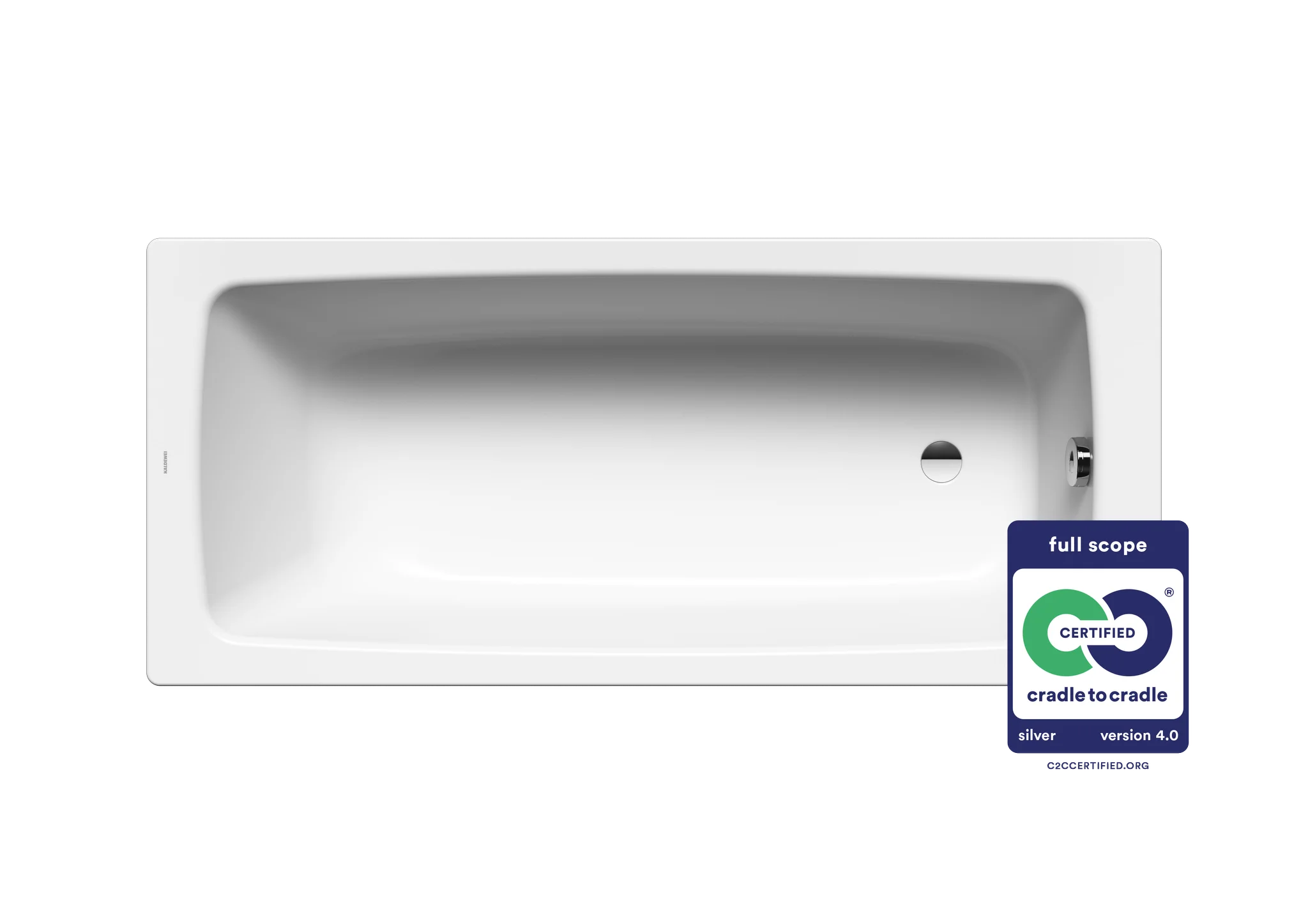 Kaldewei CAYONO Badewanne, alpinweiß, 1500x700 mm, rechteckig, fußseitiger Ab- und Überlauf, Stahl-Emaille, MADE IN GERMANY