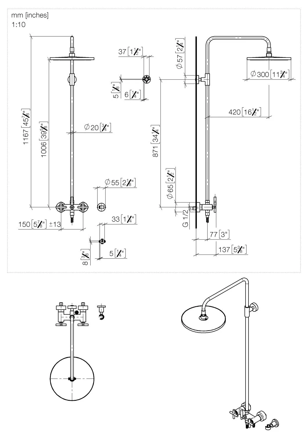 Dornbracht Tara Shower Pipe ohne Handbrause 300 mm - Chrom Dornbracht Tara Shower Pipe ohne Handbrause 300 mm - Chrom