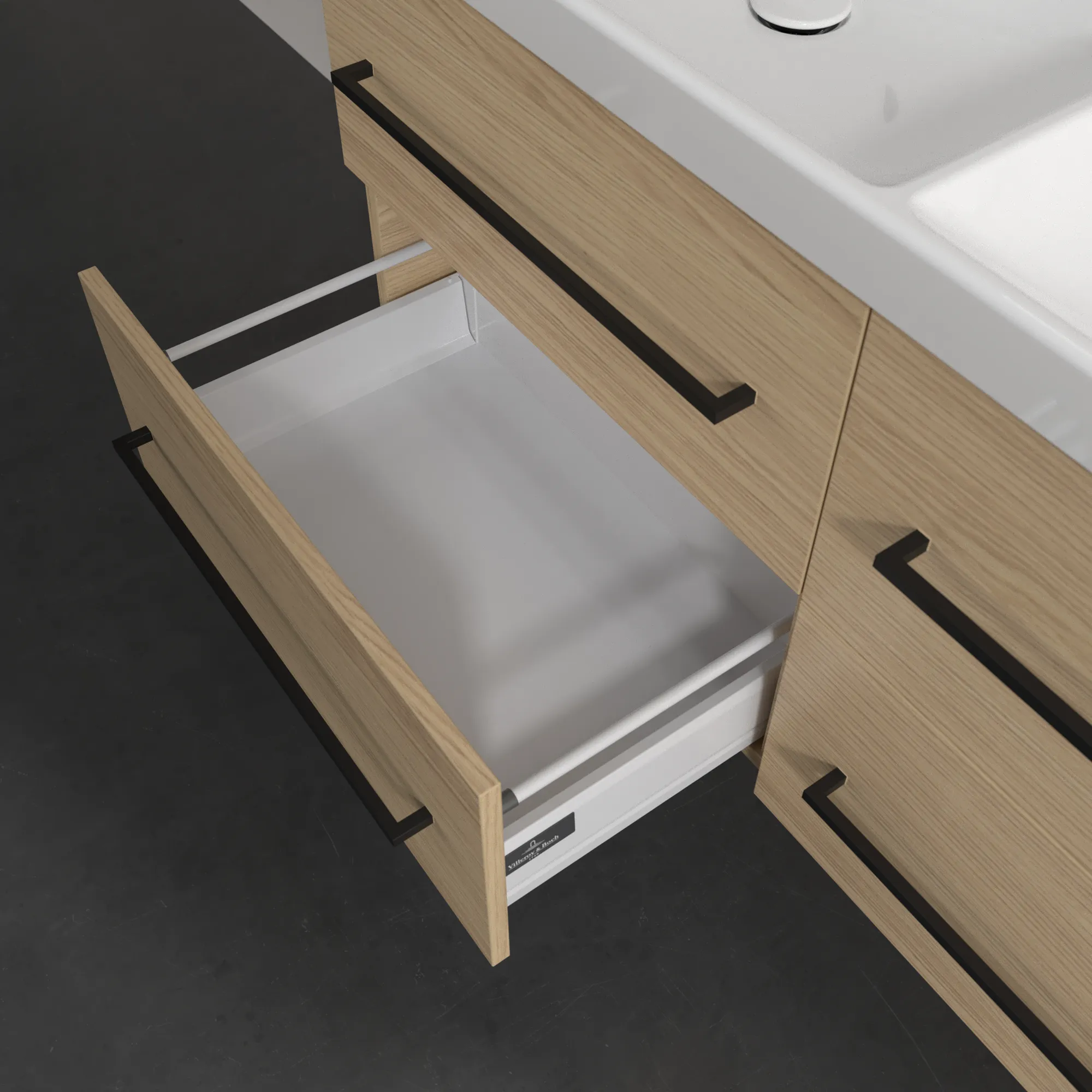 Villeroy & Boch Waschtischunterschrank „Avento“ für Schrank-Doppelwaschtisch 1180 × 514 × 452 mm Nordic Oak, Soft Closing