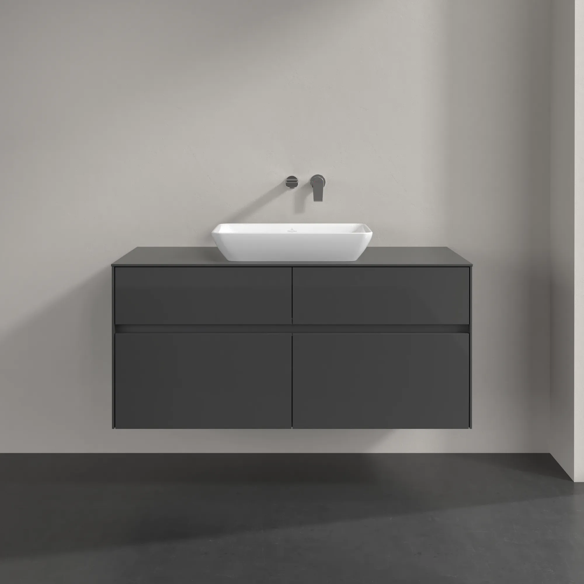 Villeroy & Boch Collaro Waschbeckenunterschrank C11200, 1200 x 548 x 500 mm, Glossy Grey