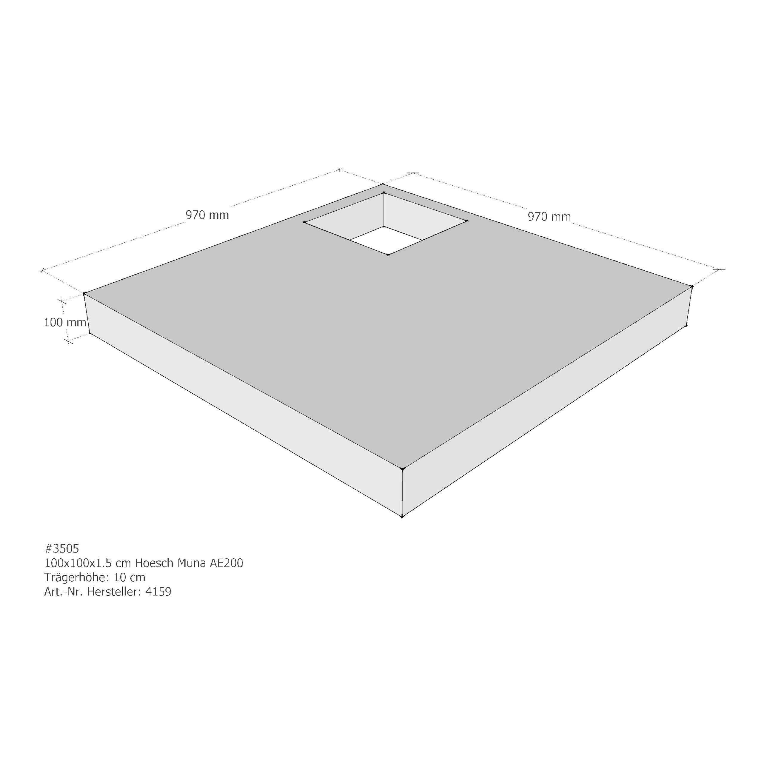 Duschwannenträger für Hoesch Muna 100 × 100 × 1,5 cm Duschwannenträger für Hoesch Muna 100 × 100 × 1,5 cm