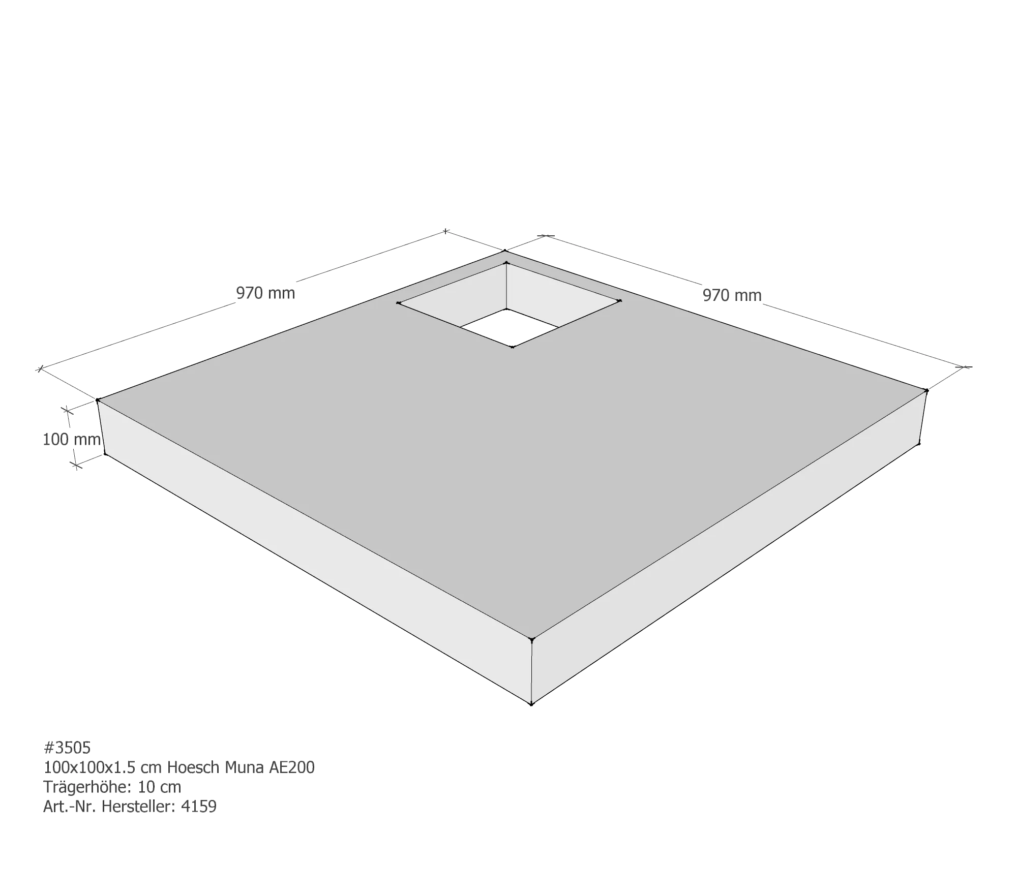 Duschwannenträger für Hoesch Muna 100 × 100 × 1,5 cm