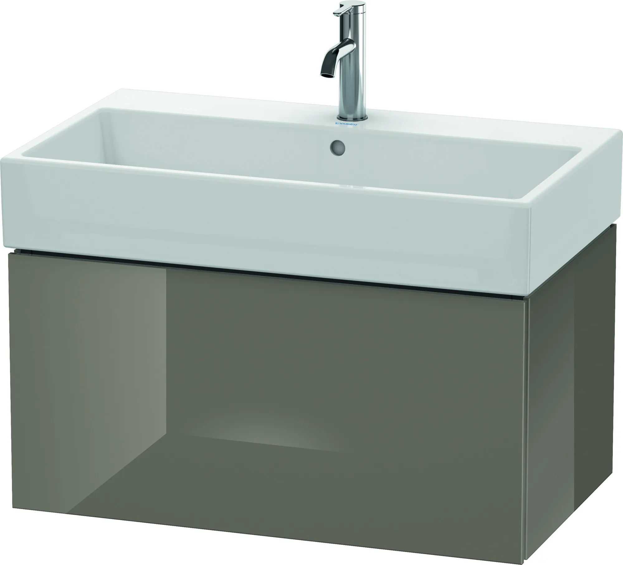 Duravit Waschtischunterschrank wandhängend „L-Cube“ 78,4 × 39,4 × 45,9 cm Flannel Grey Hochglanz