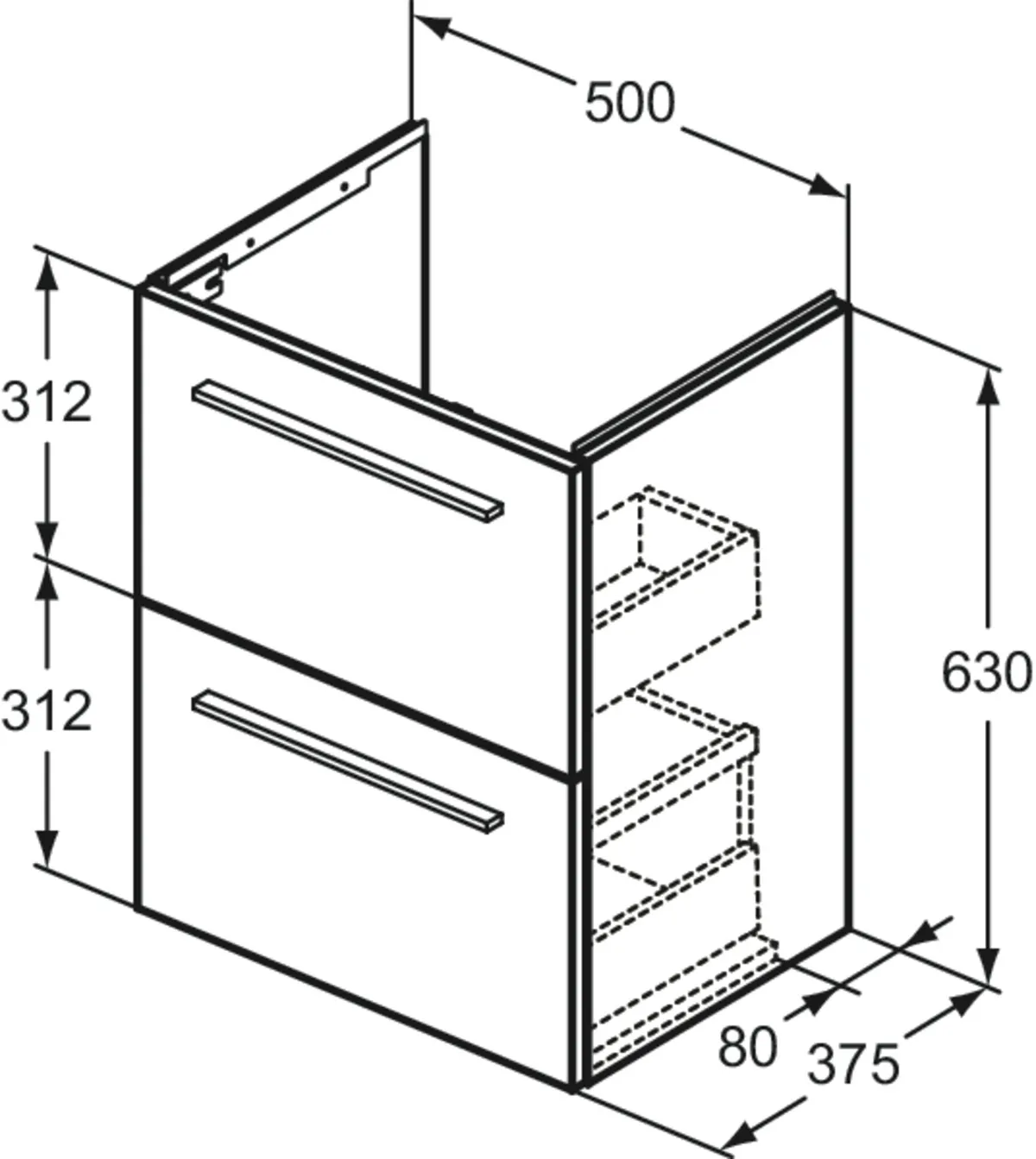 Ideal Standard Waschtischunterschrank „i.lifeS“ 50 × 63 × 37,5 cm Coff ee Oak Ideal Standard Waschtischunterschrank „i.lifeS“ 50 × 63 × 37,5 cm Coff ee Oak