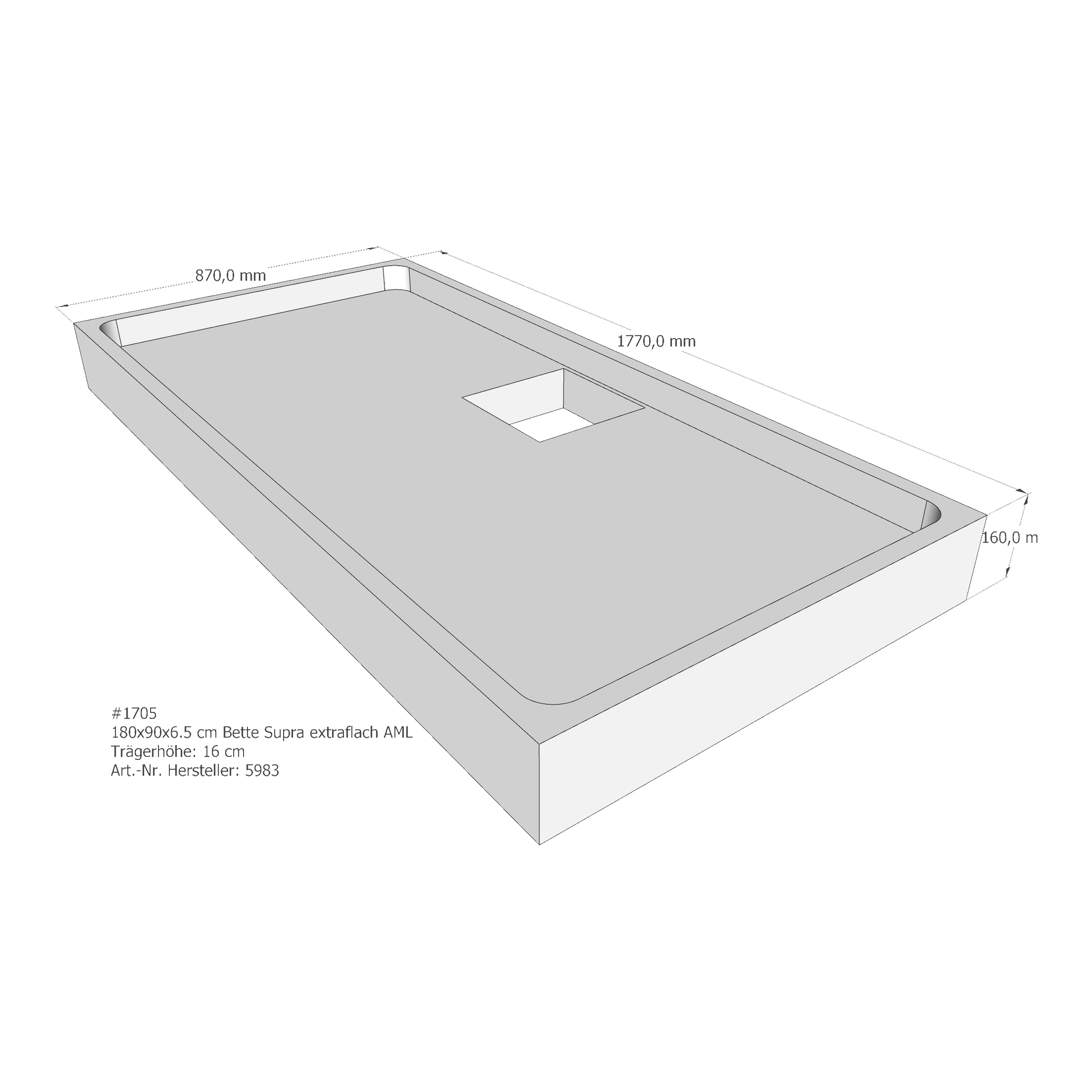 Duschwannenträger für Bette Supra (extraflach) 180 × 90 × 6,5 cm Breite: 90 cm / Länge: 180 cm Duschwannenträger für Bette Supra (extraflach) 180 × 90 × 6,5 cm Breite: 90 cm / Länge: 180 cm