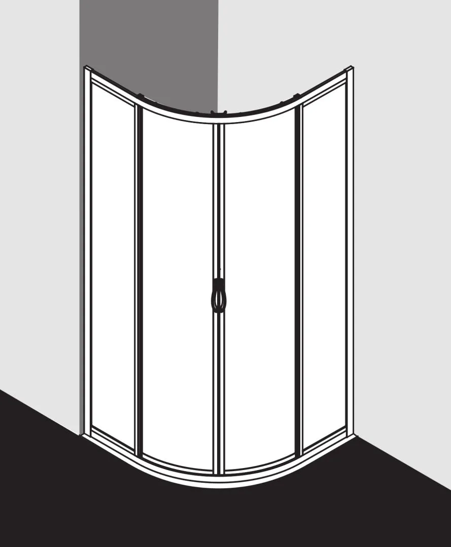 Kermi Duschdesign IBIZA 2000 Viertelkreis-Duschkabine (Gleittüren), Silber Mattglanz, 1850x900mm