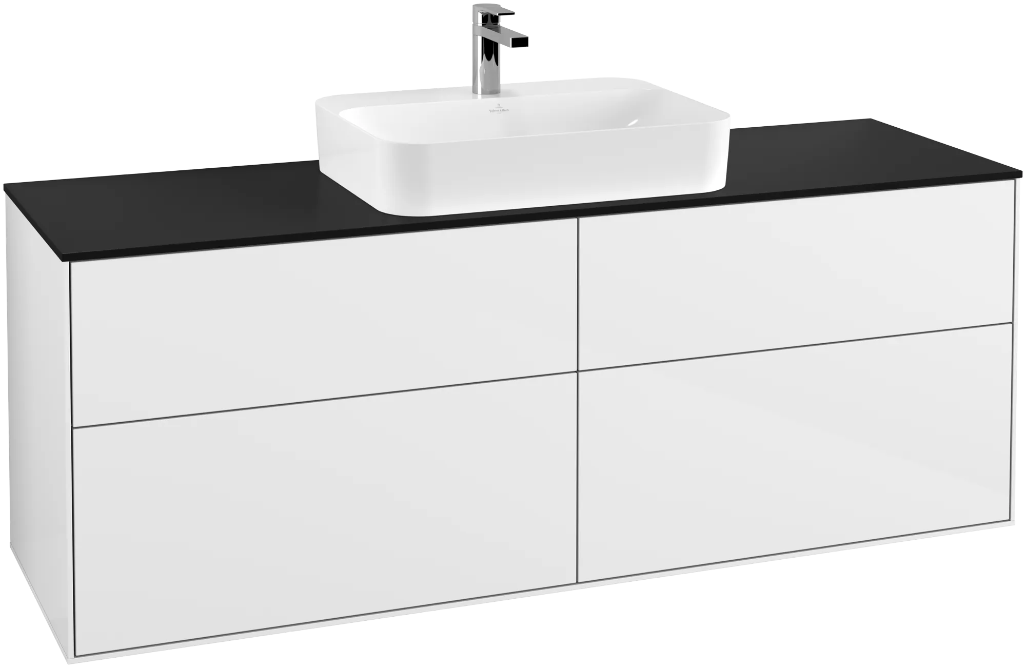 Villeroy & Boch Finion Waschbeckenunterschrank F44 1600x603x501mm Glossy White Lacquer / Glass Black Matt