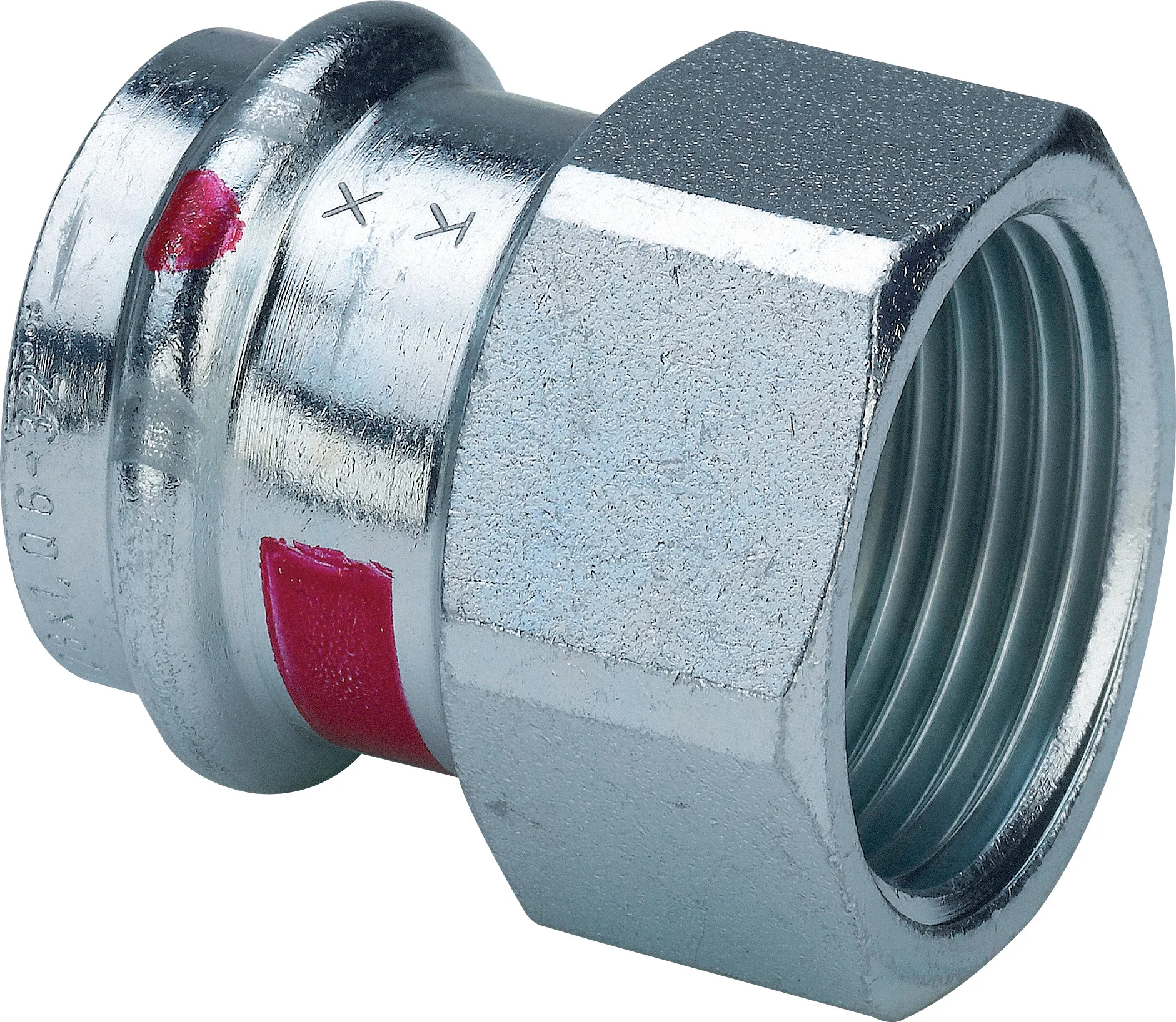 „Prestabo“ Übergangsverschraubung mit 1 Muffe und Innengewinde 42 mm × 1 1/2″ „Prestabo“ Übergangsverschraubung mit 1 Muffe und Innengewinde 42 mm × 1 1/2″