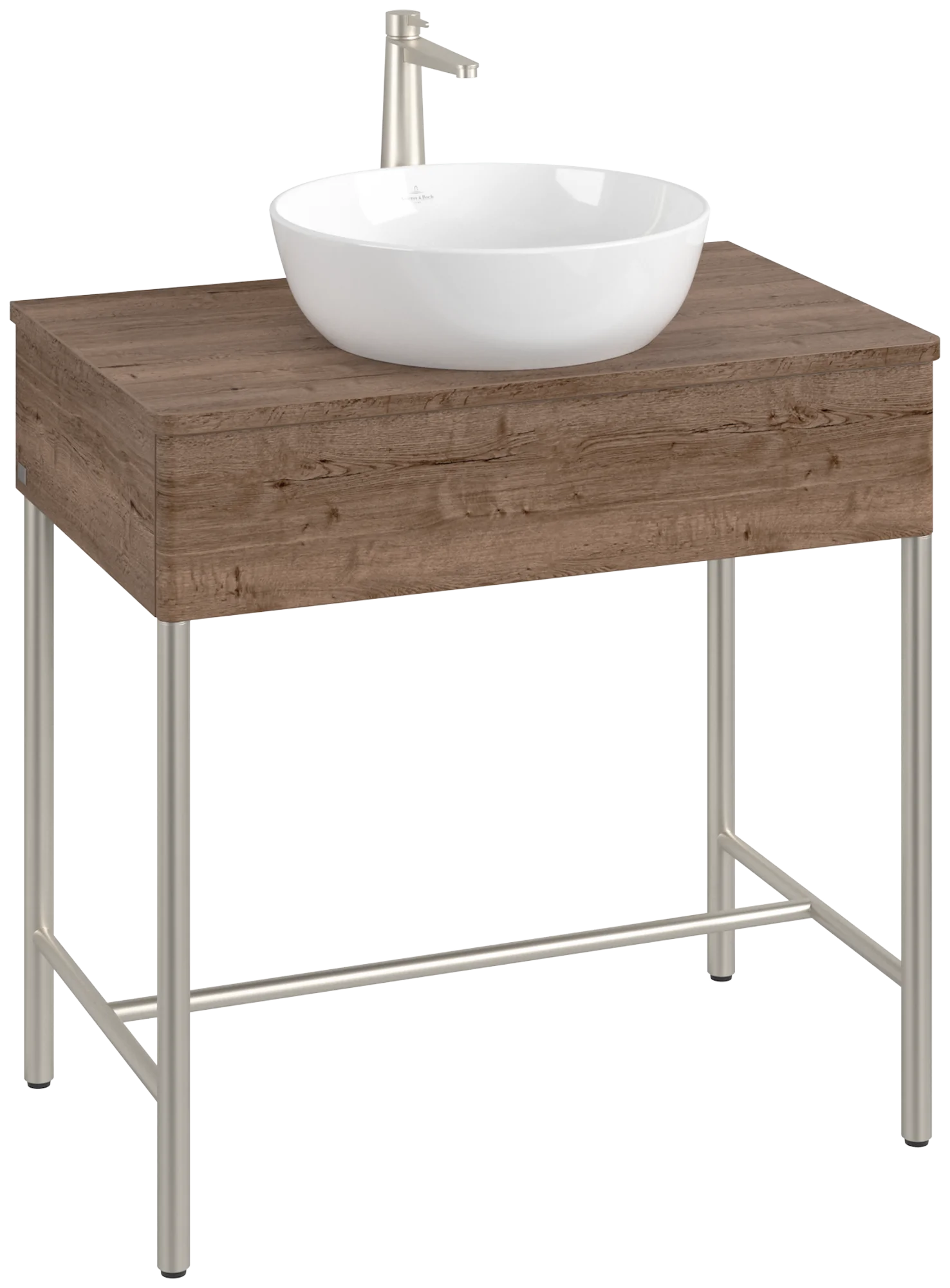 Villeroy & Boch Waschbeckenunterschrank Artis L60050, Eckig Tobacco Oak, 800x782x500mm, mit Beleuchtung und Push-to-open Funktion