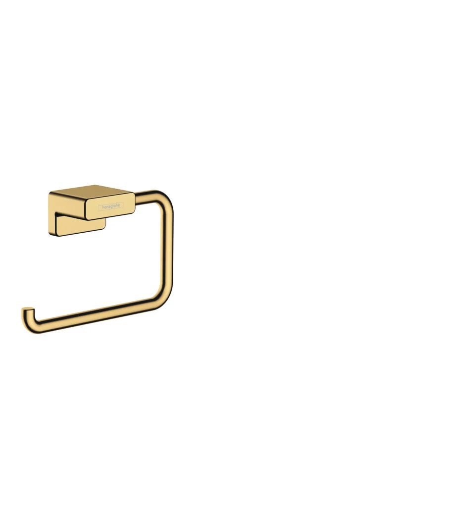 Hansgrohe AddStoris Q Papierrollenhalter ohne Deckel, Polished Gold Optic, Wandmontage, Metall, verdeckte Befestigung Hansgrohe AddStoris Q Papierrollenhalter ohne Deckel, Polished Gold Optic, Wandmontage, Metall, verdeckte Befestigung