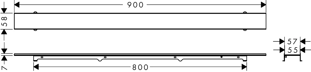 Hansgrohe RainDrain Rock Duschrinne 900 mm, befliesbar und kuerzbar, Edelstahl V2A, bis zu 60 l/min Ablaufleistung