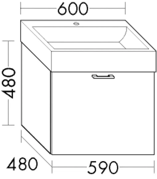Waschtischunterschrank Sys30 von burgbad – 1 Auszug, 480x590x480 mm, Tiefe 350 mm, PG1