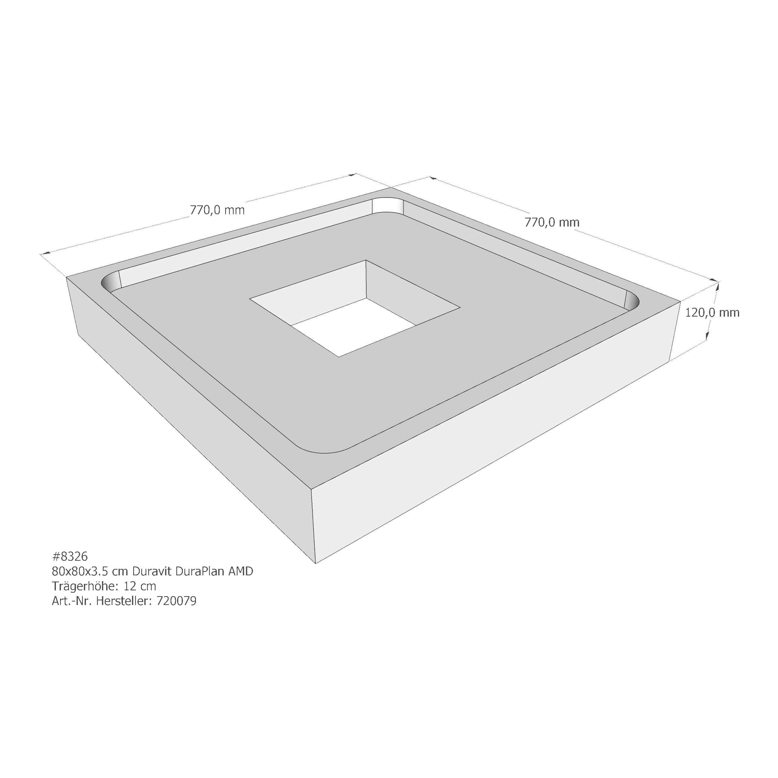 Duschwannenträger für Duravit DuraPlan 80 × 80 × 3,5 cm Duschwannenträger für Duravit DuraPlan 80 × 80 × 3,5 cm