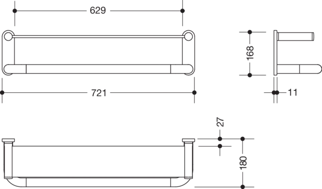 HEWI Ablage „Serie 801“ in 72,1 × 16,8 cm